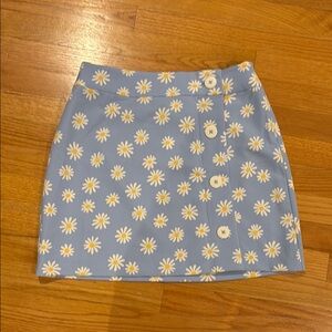 Blue Mini A-Line Skirt with Floral Pattern for Resort Wear